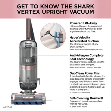 Shark&reg; Vertex DuoClean&reg; PowerFins Upright Vacuum Powered Lift-away&reg; & Self-Cleaning Brushroll. View a larger version of this product image.