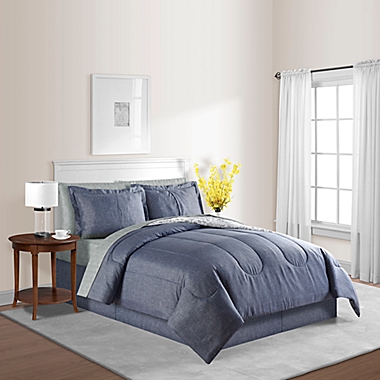 Sasha 8-Piece Reversible Queen Comforter Set in Blue. View a larger version of this product image.