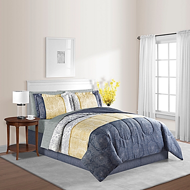 Sasha 8-Piece Reversible Queen Comforter Set in Blue. View a larger version of this product image.