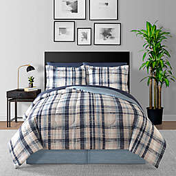 Harper Plaid 8-Piece Reversible Queen Comforter Set in Blue