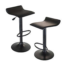 Winsome Trading Obsidian Adjustable Swivel Stools in Black (Set of 2)