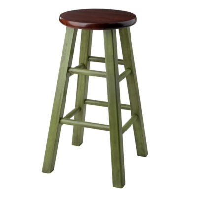 Winsome Trading Ivy Counter Stool in Walnut/Rustic Green