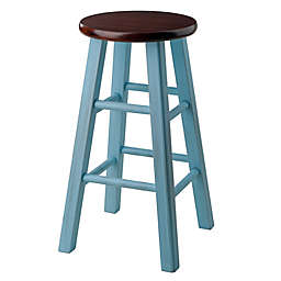 Winsome Trading Ivy Counter Stool in Walnut/Rustic Light Blue