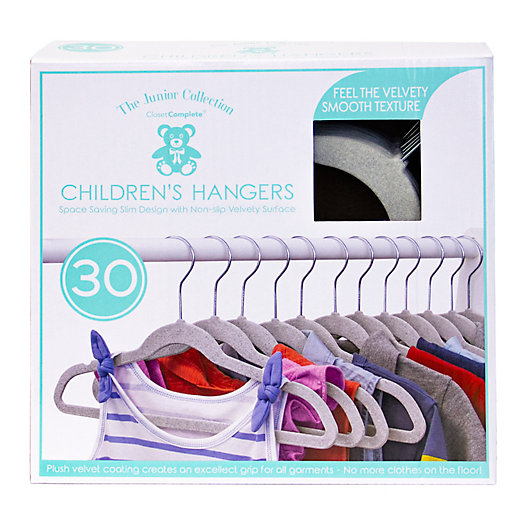 Alternate image 1 for Closet Complete 30-Count Flocked Children's Hangers in Light Grey