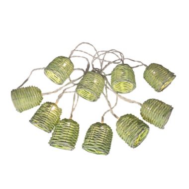 Bee & Willow&trade; Home Solar 10ct Wicker String Lights in Celadon. View a larger version of this product image.