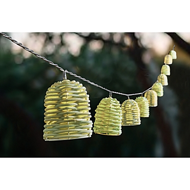 Bee & Willow&trade; Home Solar 10ct Wicker String Lights in Celadon. View a larger version of this product image.
