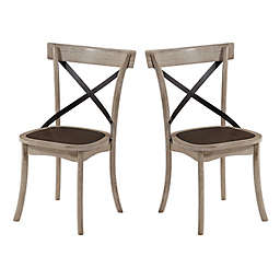 Progressive Furniture Winslet Dining Chairs in White/Brown (Set of 2)