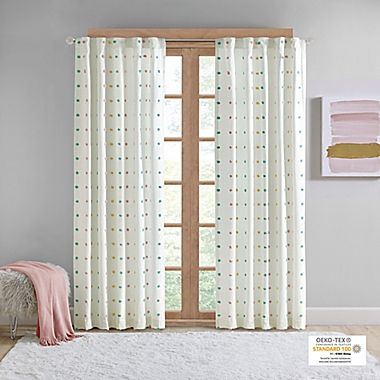 Intelligent Design Callie Pom Pom 84-Inch Rod Pocket/Back Tab Curtain Panel (Single). View a larger version of this product image.
