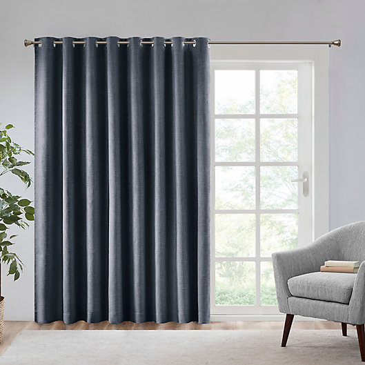 Alternate image 1 for SunSmart Maya 84-Inch Printed Heathered Grommet Blackout Patio Curtain Panel in Navy (Single)