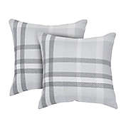 Astella 18-Inch Square Indoor/Outdoor Throw Pillows in Charcoal Tartan (Set of 2)