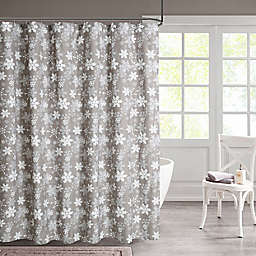 13-Piece Snowflakes Shower Curtain and Hook Set in Grey
