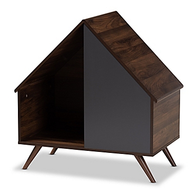 Baxton Studio Mia Litter Box House in Walnut/Grey. View a larger version of this product image.