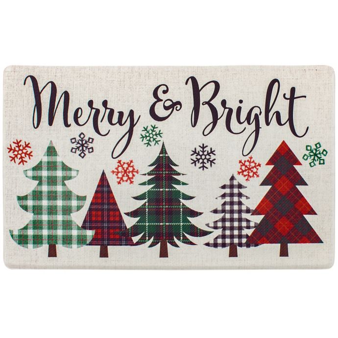 Merry Plaid Bright Trees Cloudstep 18 X 30 Kitchen Mat In Ivory Bed Bath Beyond