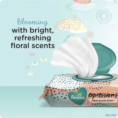 Pampers&reg; Expressions 168-Count Fresh Bloom Scented Baby Wipes. View a larger version of this product image.