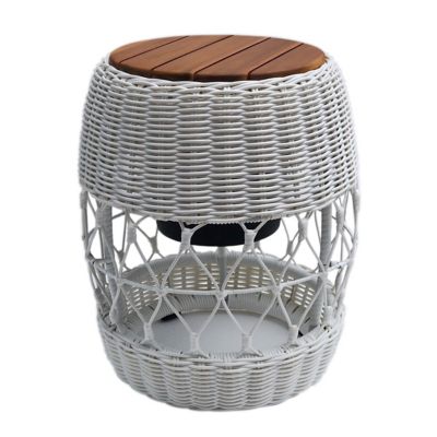 Wicker Patio Cooler Accent Table, Wicker Patio Cooler Table