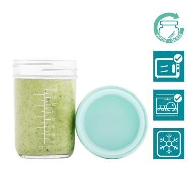 Babymoov&reg; 4-Pack Glass Bowls with Lids in Seafoam. View a larger version of this product image.
