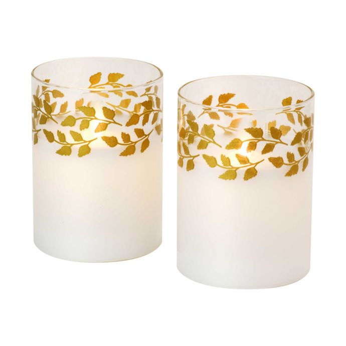 Moving Flame Wreath Glass LED Candles (Set of 2) | Bed Bath & Beyond