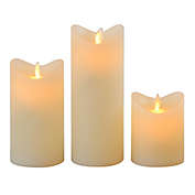 Moving Flame Battery-Operated LED Wax Candles in Cream (Set of 3)