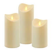 Moving Flame Battery-Operated LED Resin Candles in Cream (Set of 3)