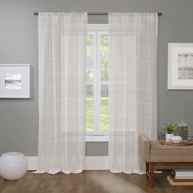 Barkley 95-Inch Rod Pocket Light Filtering Semi-Sheer Window Curtain Panel in White (Single). View a larger version of this product image.