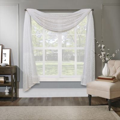 Spring Leaf Sheer Scarf Valance In White Bed Bath Beyond