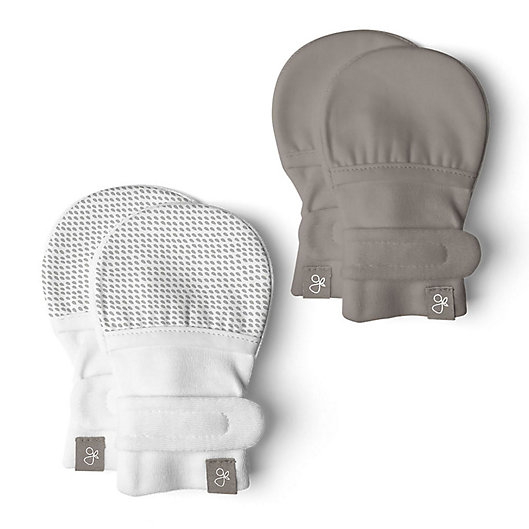 Alternate image 1 for goumi Organic Cotton 2-Pack Mitts in Grey/Pewter