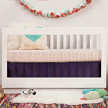 Babyletto Harlow 3-in-1 Convertible Crib with Toddler Bed Conversion Kit in White and Acrylic. View a larger version of this product image.