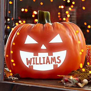 7.25-Inch Light Up Jack-O-Lantern Pumpkin in Orange. View a larger version of this product image.