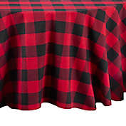 Elrene Home Fashions Farmhouse Living Holiday Plaid 70-Inch Round Tablecloth in Red/Black