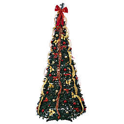 7.5-Foot Pre-Lit Pre-Decorated Pop Up Artificial Christmas Tree with Clear Lights