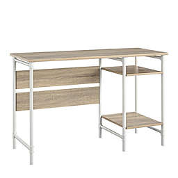 Carter Single Pedestal Desk in Weathered Oak/White
