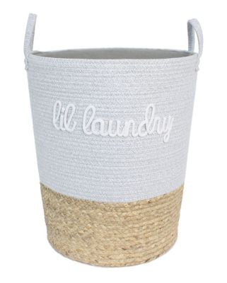 Taylor Madison Designs&reg; &quot;Lil Laundry&quot; Round Cotton Rope Hamper in Grey/Natural