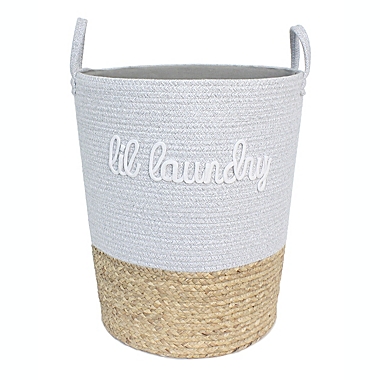 Taylor Madison Designs&reg; &quot;Lil Laundry&quot; Round Cotton Rope Hamper in Grey/Natural. View a larger version of this product image.