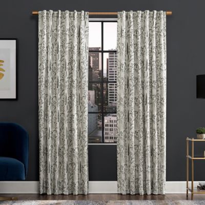 Scott Living&trade; Aubry Shimmering Floral 96-Inch Blackout Curtain Panel in Grey (Single)