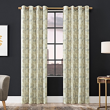 Scott Living Drake Mid-Century Geometric Semi-Sheer 84-Inch Curtain Panel in Ecru (Single). View a larger version of this product image.
