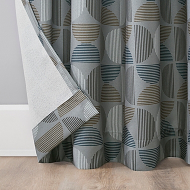 Scott Living Drake Mid-Century Geometric Semi-Sheer 84-Inch Curtain Panel in Gray (Single). View a larger version of this product image.