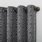 Alternate image 1 for Scott Living Gresham Geometric Total Blackout 96-Inch Grommet Curtain Panel in Black (Single)