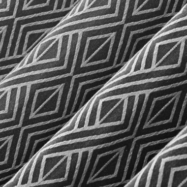 Scott Living Gresham Geometric Total Blackout 96-Inch Grommet Curtain Panel in Black (Single). View a larger version of this product image.