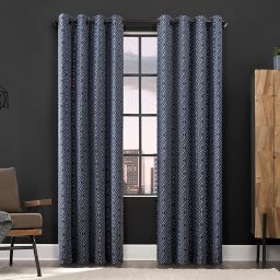Scott Living Gresham Geometric Total Blackout 96-Inch Grommet Curtain Panel in Blue (Single)