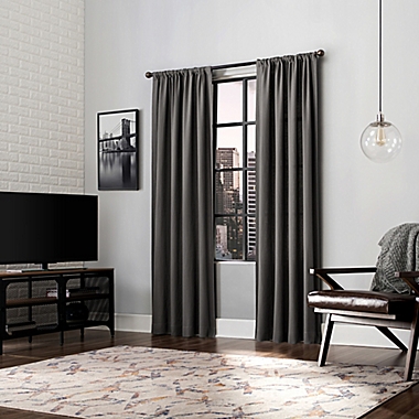 Scott Living&trade; Renato 84-Inch Rod Pocket/Back Tab Window Curtain Panel in Grey (Single). View a larger version of this product image.