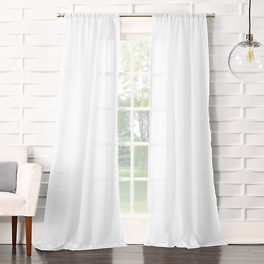Alternate image 1 for No. 918® Lourdes 120-Inch Rod Pocket Light Filtering Curtain Panel in White (Single)