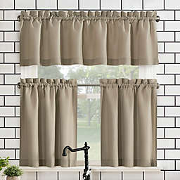 No.918® Martine 24-Inch Window Curtain Tier Pair and Valance in Taupe