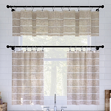 Clean Window&reg; Twill Stripe Anti-Dust 36-Inch Kitchen Window Curtain Tier Pair in Natural. View a larger version of this product image.