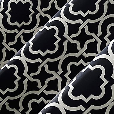 Sun Zero&reg; Barnett Trellis 84-Inch Grommet Room Darkening Curtain Panel in Black (Single). View a larger version of this product image.