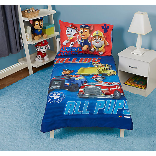 Alternate image 1 for PAW Patrol Calling All Pups 4-Piece Toddler Bedding Set in Blue