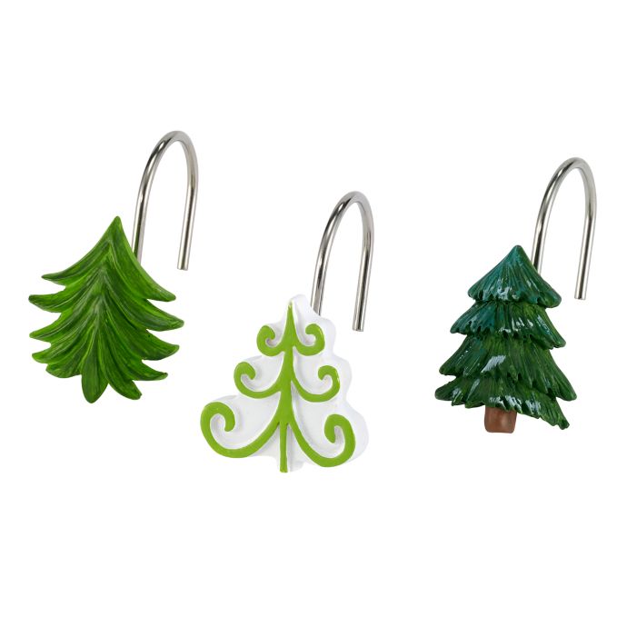 Avanti 12-Piece Christmas Trees Shower Curtain Hooks Set | Bed Bath