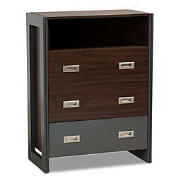 Baxton Studio® Lara 3-Drawer Dresser in Walnut/Grey