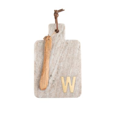 Artisanal Kitchen Supply Monogram Letter &quot;W&quot; Marble Serving Board with Spreader. View a larger version of this product image.