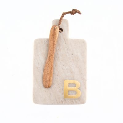 Artisanal Kitchen Supply Marble Monogram Letter &quot;B&quot; Serving Board with Spreader