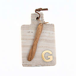 Artisanal Kitchen Supply Marble Monogram Letter "G" Serving Board with Spreader